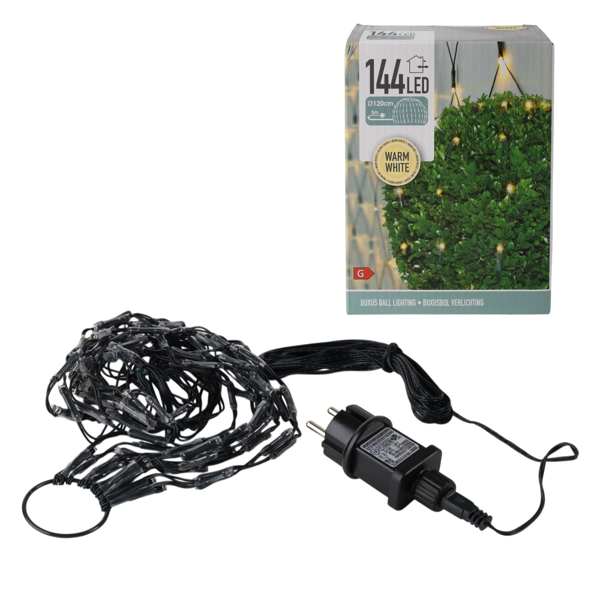 Spetebo LED-Lichternetz LED Buchsbaum Beleuchtung mit 100 LED warm weiß, 100-flammig, Garten Deko Lichtervorhang