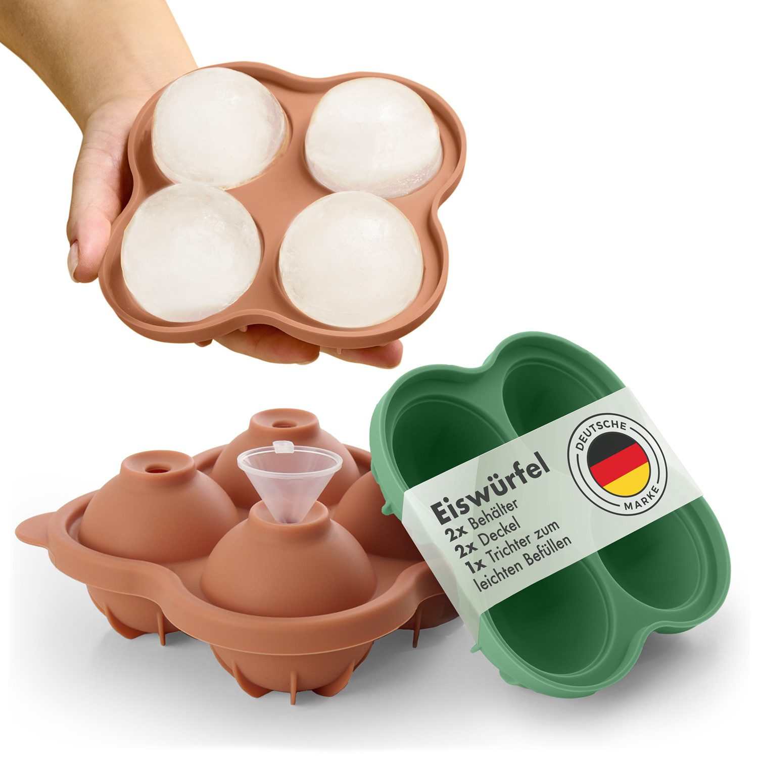 Blumtal Eiswürfelform Silikon Eiswürfelform mit Deckel - bpa frei & leichtes herauslösen, (2-tlg)