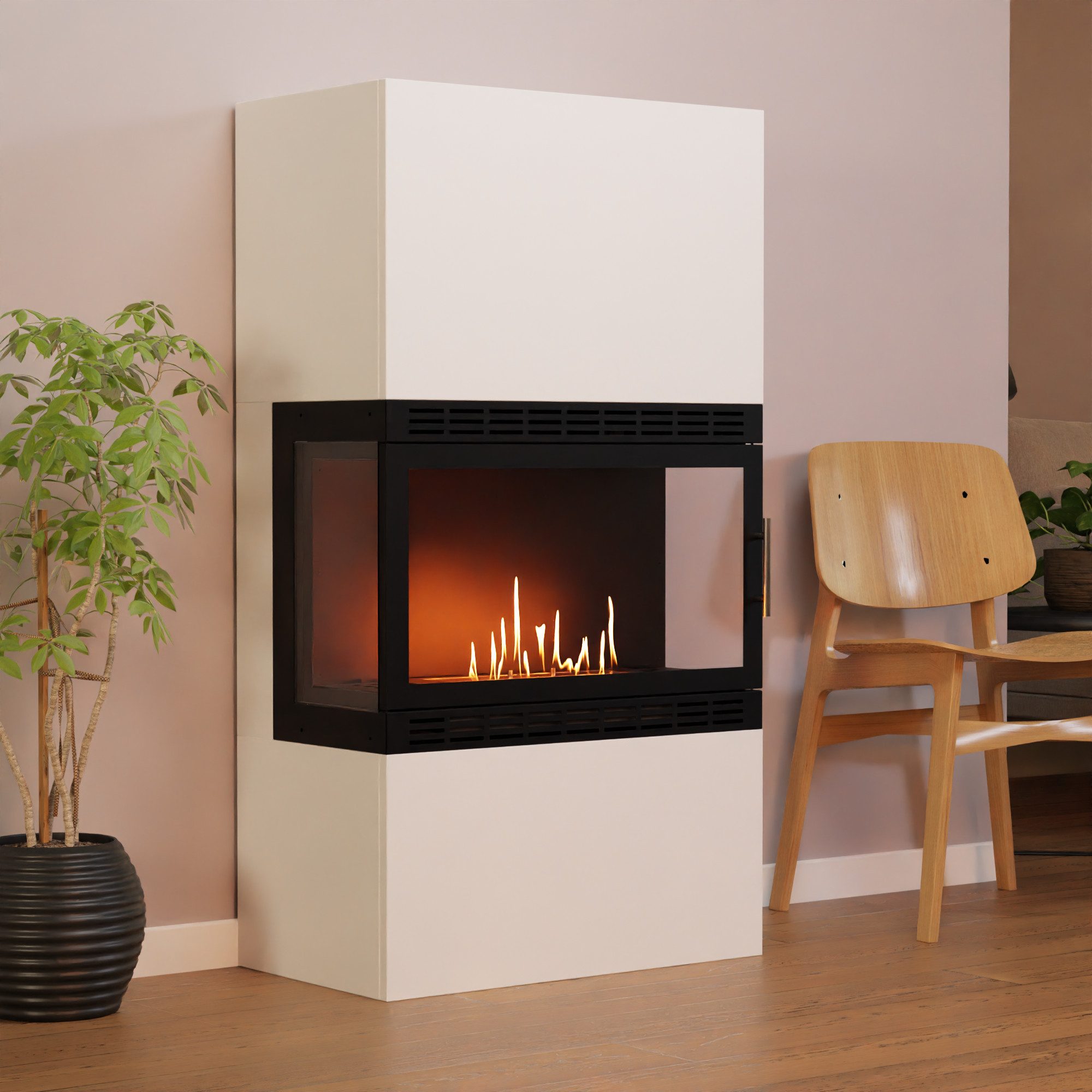GLOW FIRE Echtfeuer-Dekokamin Lillesand Hoch XL Vision Ethanolkamin, Bioethanol Kamin, 3h Dauer, Heizleistung bis 2KW