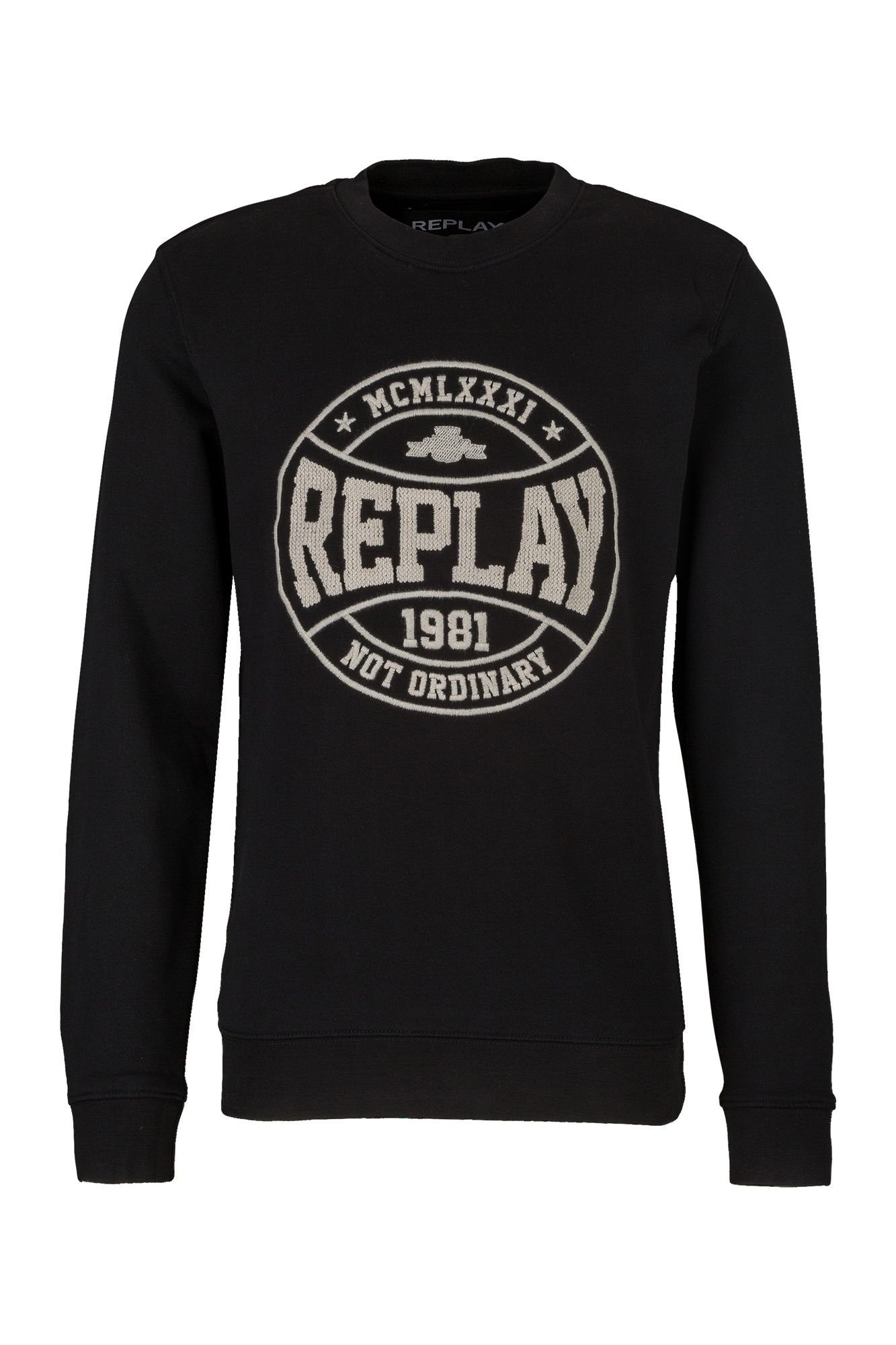 Replay Sweatshirt College Sweatshirt mit Stickerei aus reiner Baumwolle