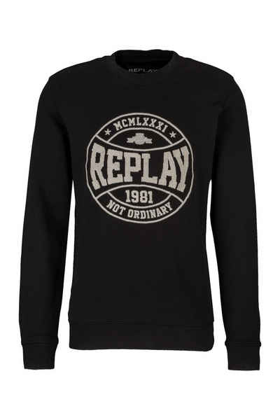 Replay Sweatshirt College Sweatshirt mit Stickerei aus reiner Baumwolle