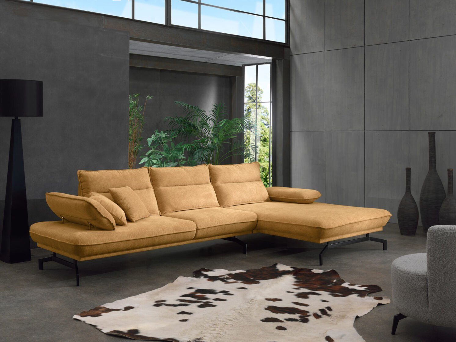 Möbeldreams Ecksofa Premium Ecksofa Glamour, Verstellbare Armlehne