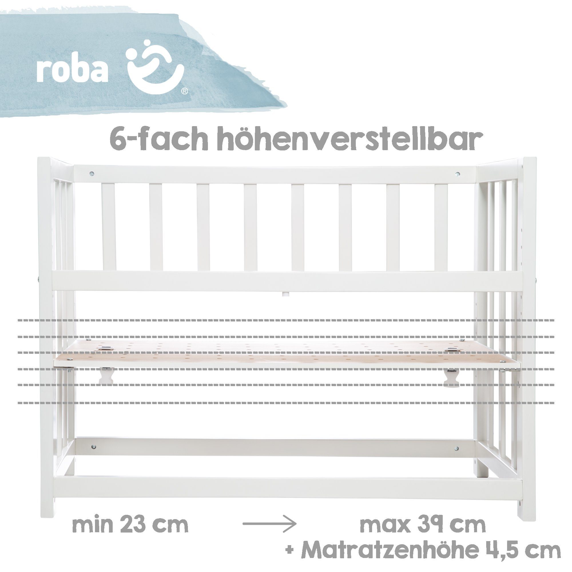 roba® Stubenbett / Stubenwagen, 3 in 1, Babybett grau, inkl. kompletten Bettzubehör