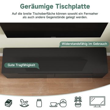 SONNI TV-Schrank SONNI Sideboard TV Lowboard hängend 140x35x30cm Schwarzer Hochglanz, mit LED-Beleuchtung, TV Board