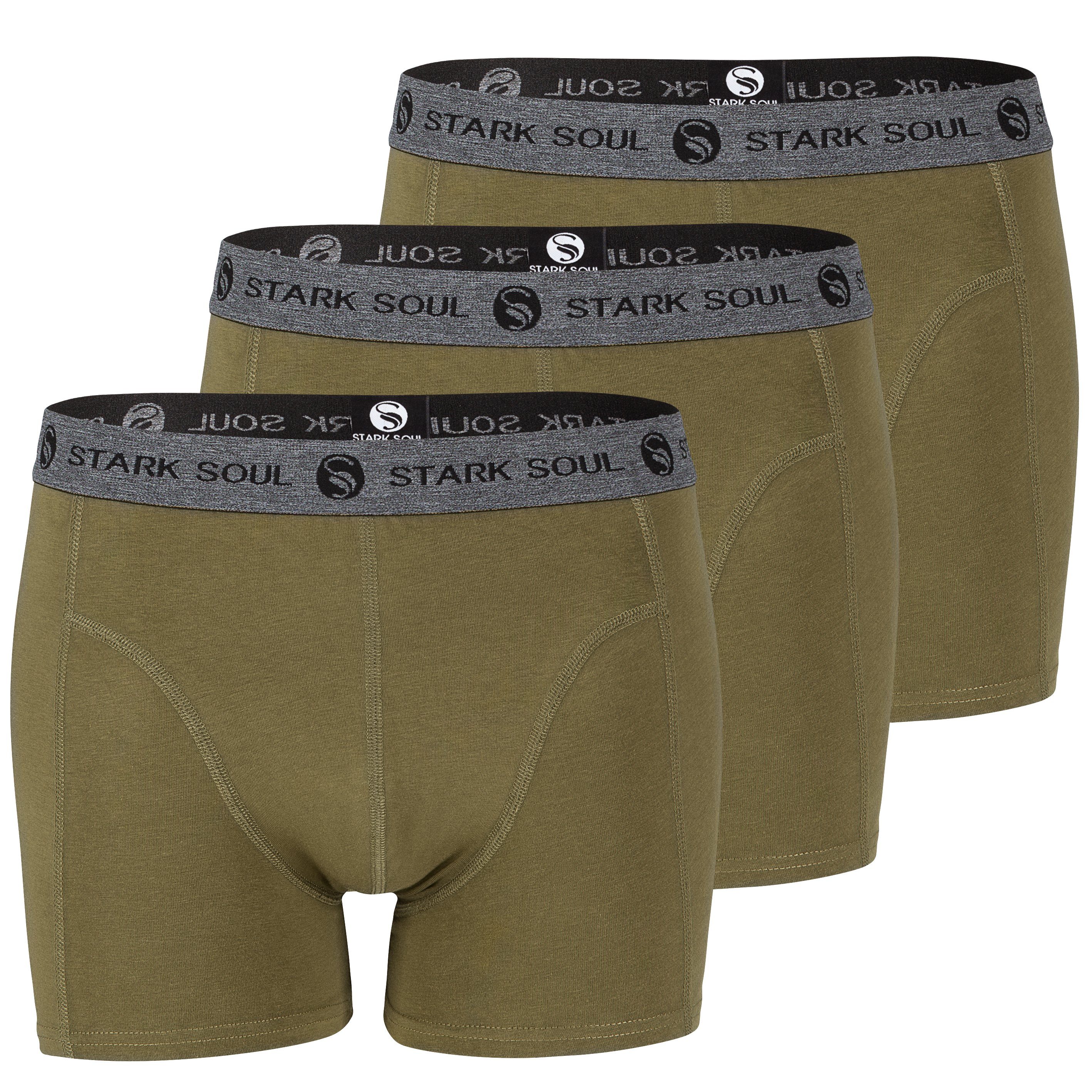 Stark Retroshorts, Khaki Boxershorts, Trunks Baumwolle Boxershorts Soul® 3er Herren - 3er-Pack weiche Pack,