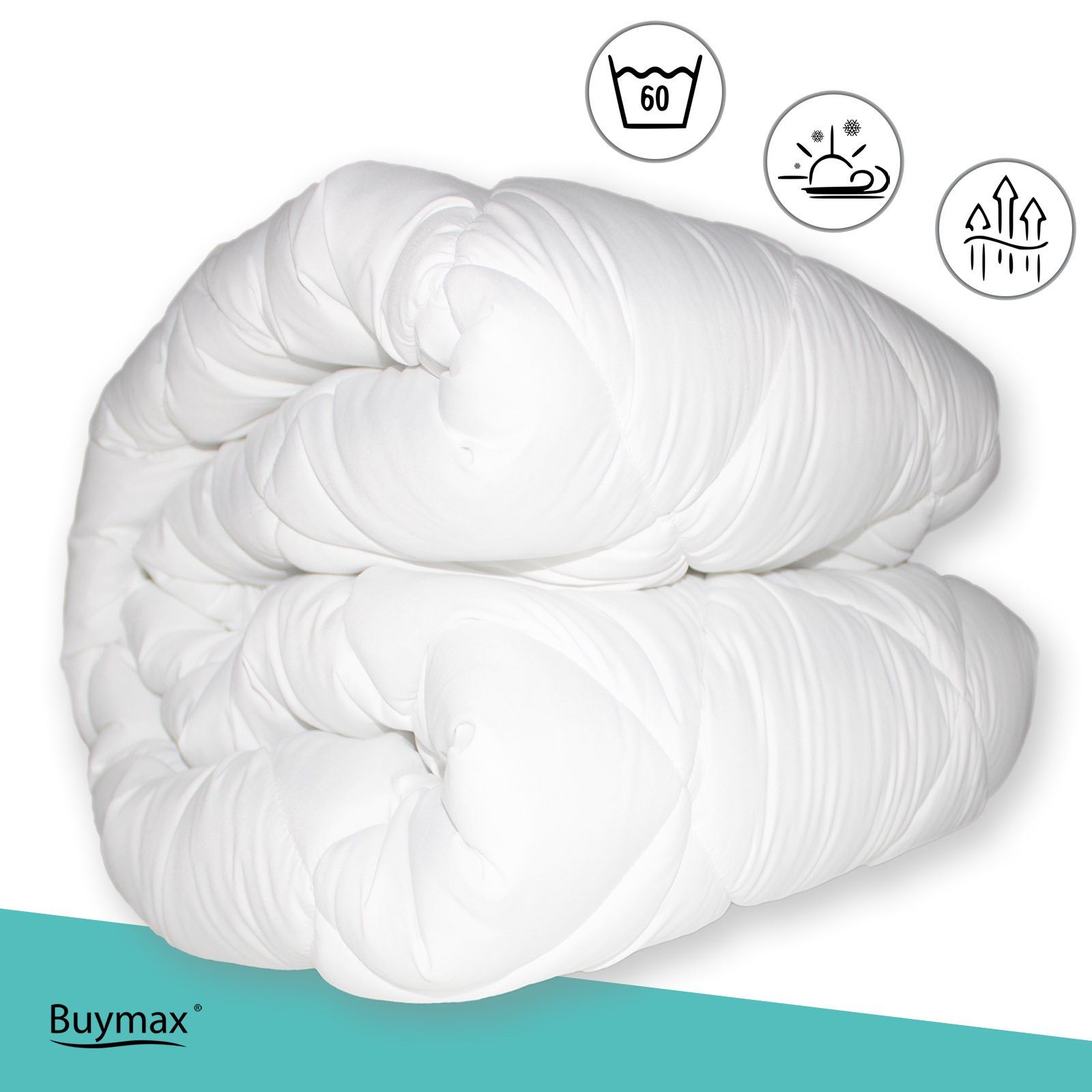 Buymax Microfaserbettdecke Ganzjahresdecke, 4-Jahreszeiten Sommer Winter, Füllung: 100% Kunstfasern, Bezug: 100% Polyester, 220x240 cm Bettdecke Microfaser Decke Steppdecke Schlafdecke Weiß
