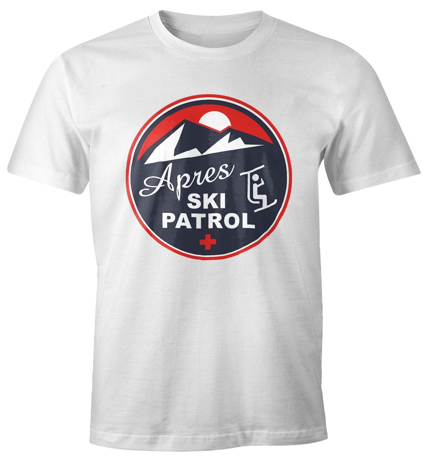 Print Retro mit Apres-Ski MoonWorks Patrol Moonworks® Herren T-Shirt Print-Shirt