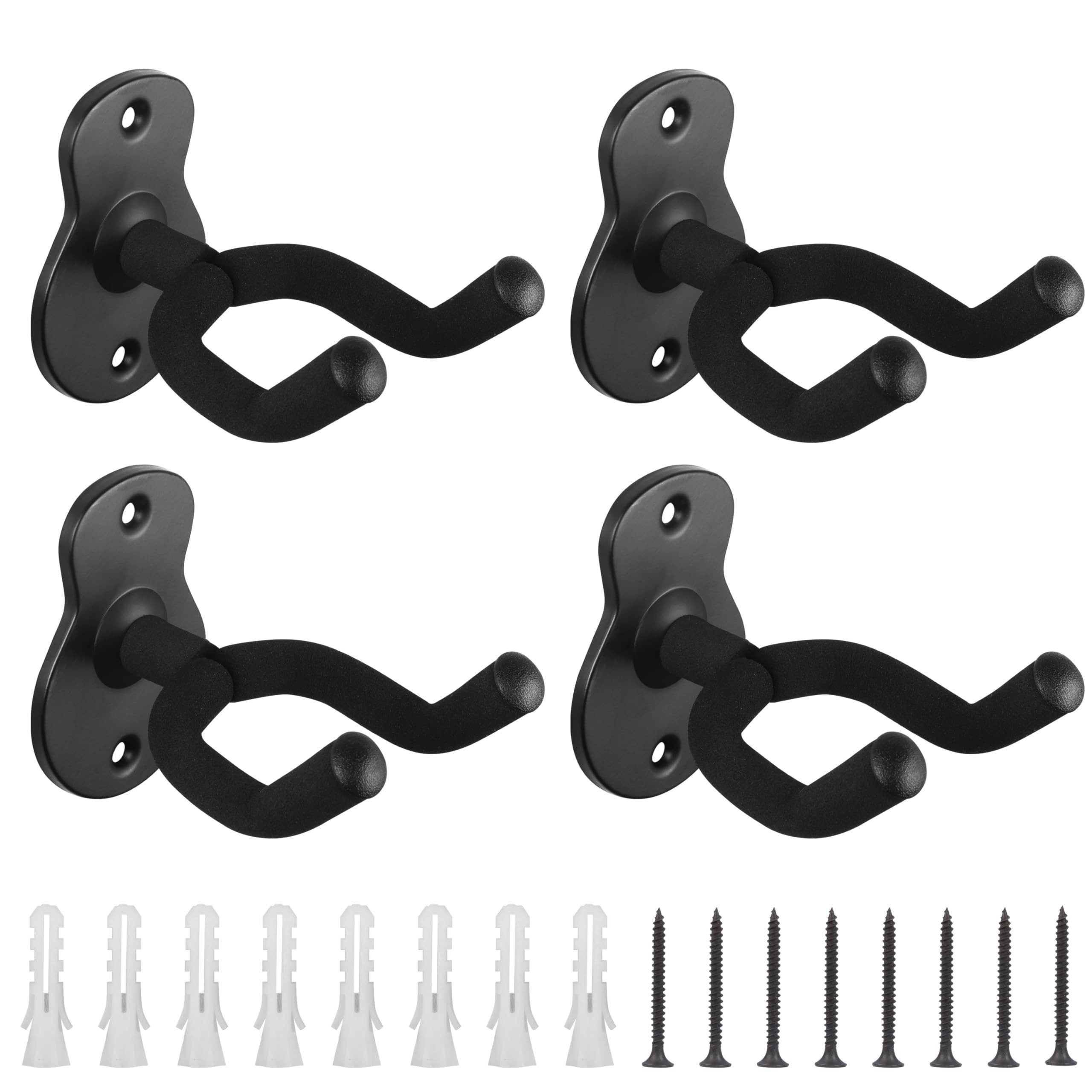 Wandhalter Belle Vous (4er Pack) Schwarze Wandhalterung Gitarre mit Schrauben -