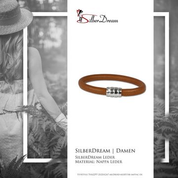 SilberDream Silberarmband SilberDream Nappa Leder Armband cognac (Armband), Unisex Armband, ca. 19cm aus 925 Sterling Silber, Farbe: cognac, braun