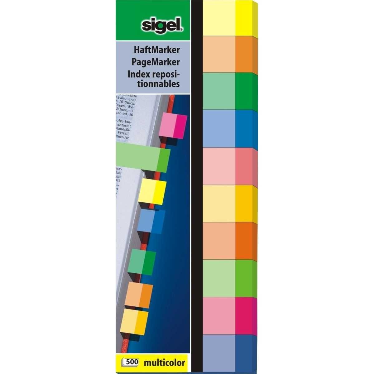 Sigel Haftnotizblock Haftmarker Multicolor 150x50mm 10 Farben VE=500 Blatt