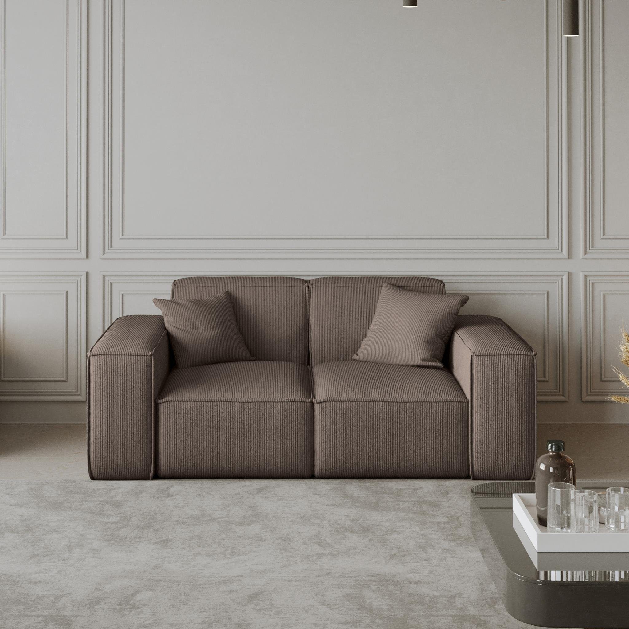 Breite Wellenfedern, aus Stil, Sofa Cordstoff modernes Sofa Zweisitzer Armlehnen Velourstoff, Lugano, Beautysofa inlusive oder 2-Sitzer im mit