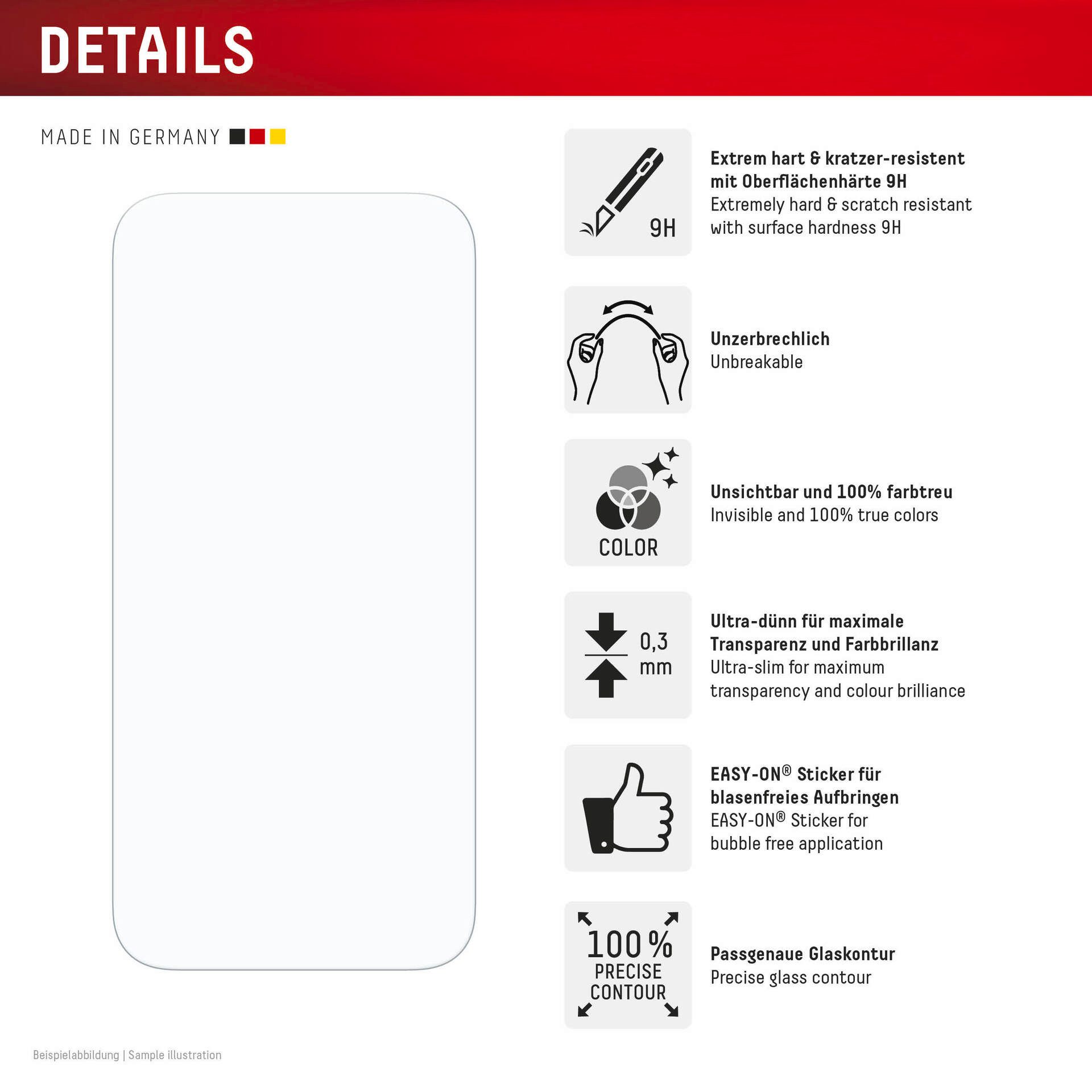 Displex Displayschutzglas Smart Glass Screen Protector für Apple iPhone Air, Displayschutzfolie, Schutzfolie, Bildschirmschutz, kratz- & stoßfest – Bild 4 von 5
