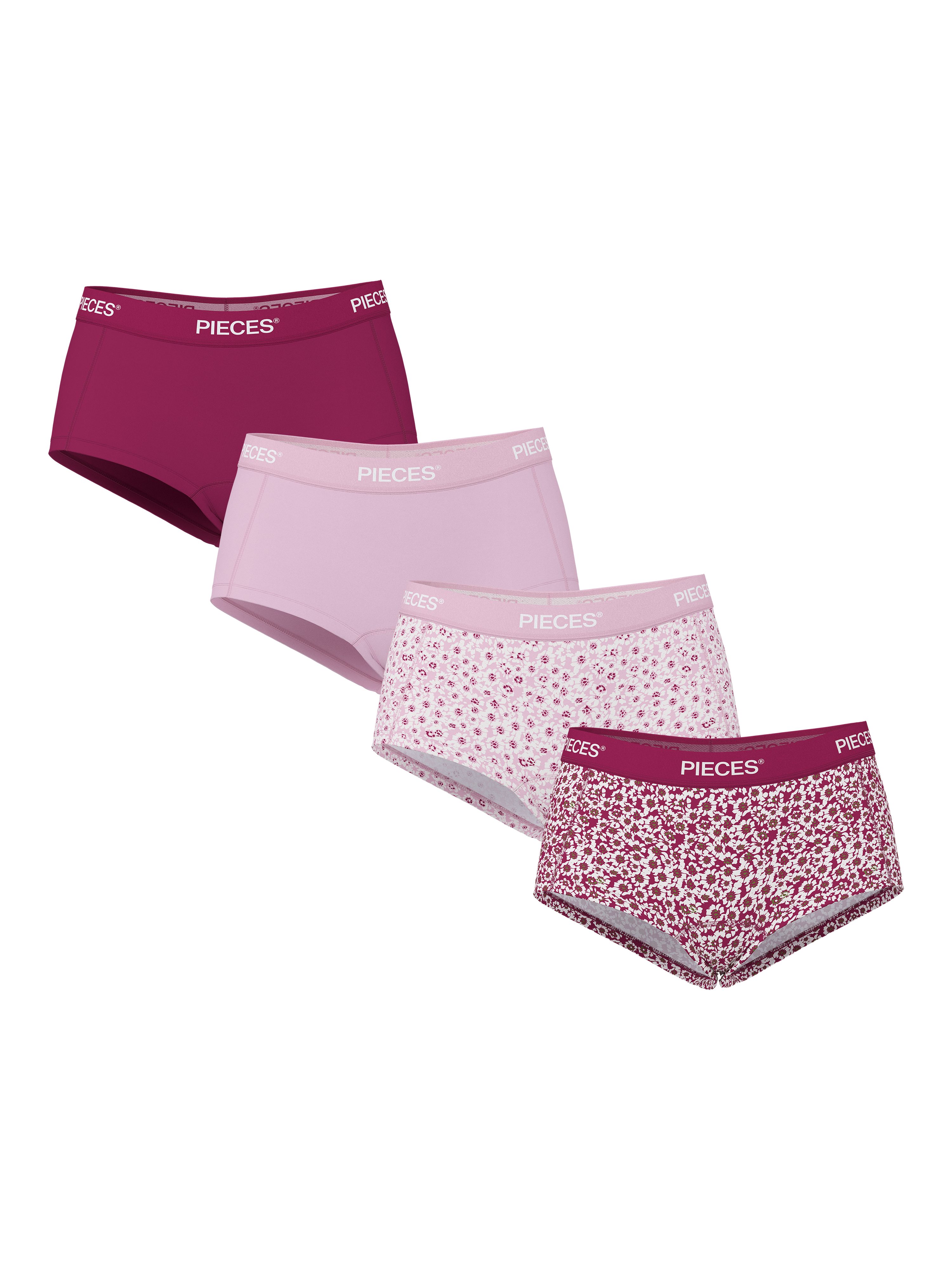 pieces Hipster PCLOGO LADY 4 PACK AOP/SOLID NOOS BC (Packung, 4-St) Baumwollmischung