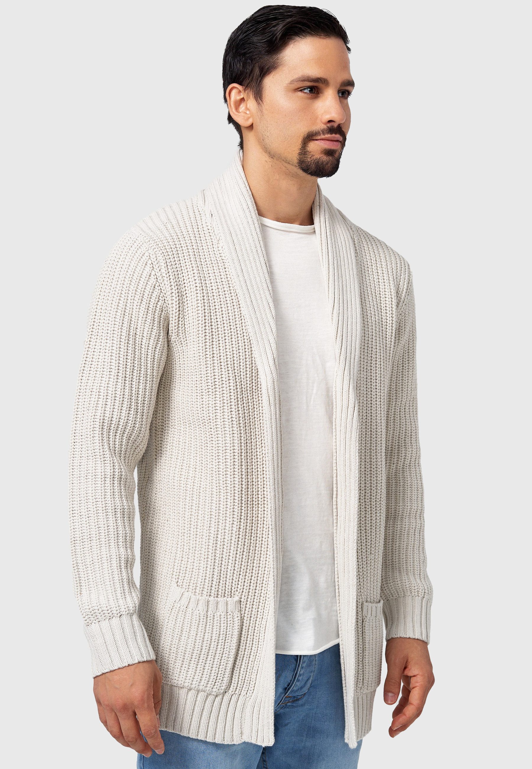 Indicode Strickjacke Herren Anaheim Herrenstrickjacke mit 2 aufgesetzten Taschen