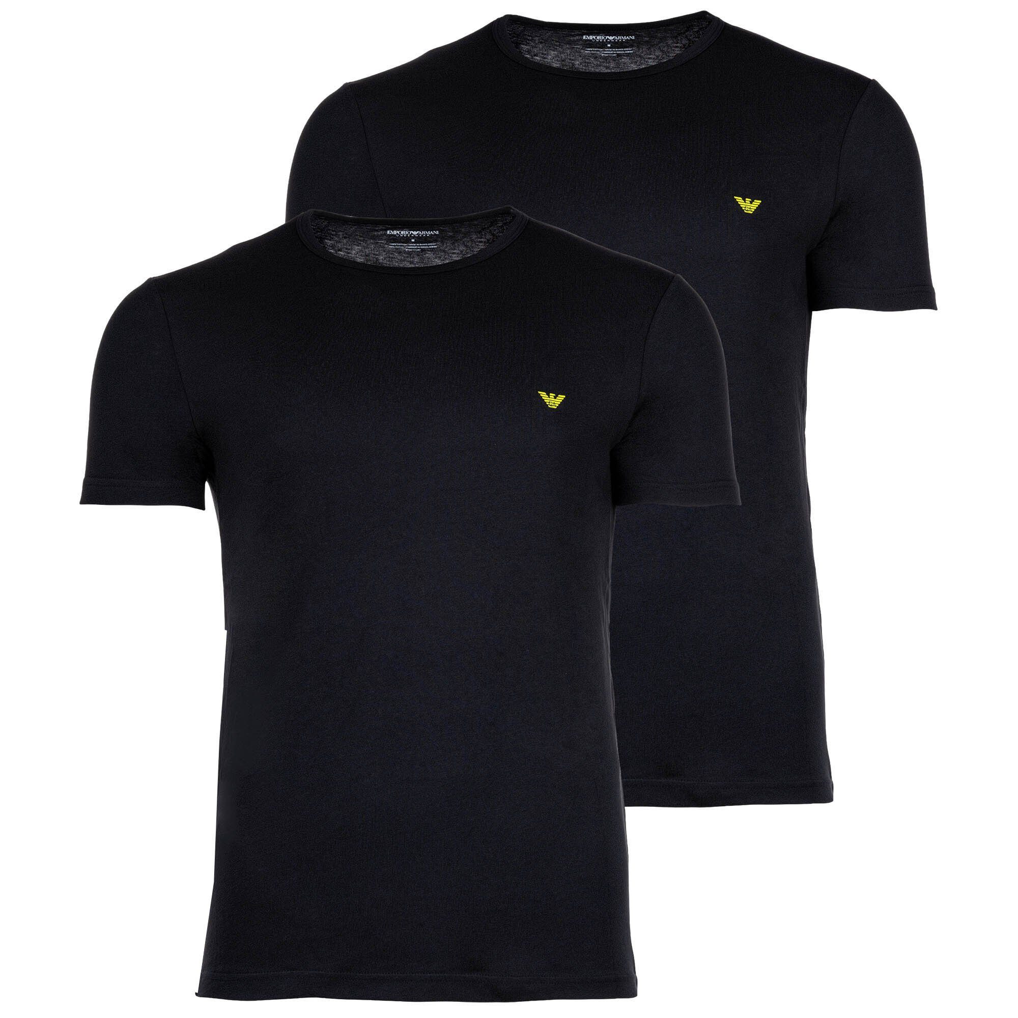 Emporio Armani T-Shirt Herren T-Shirt, 2er Pack - PURE COTTON, Kurzarm Schwarz
