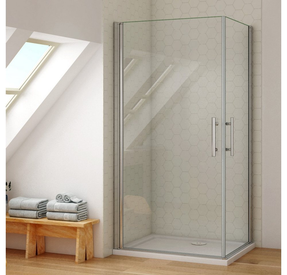 Duschparadies Dusch-Drehtür 195cm Schwenktür Schwingtür Duschkabine Duschtür Mit/Ohne Duschtasse, 70x195 cm, Easyclean Sicherheitsglas