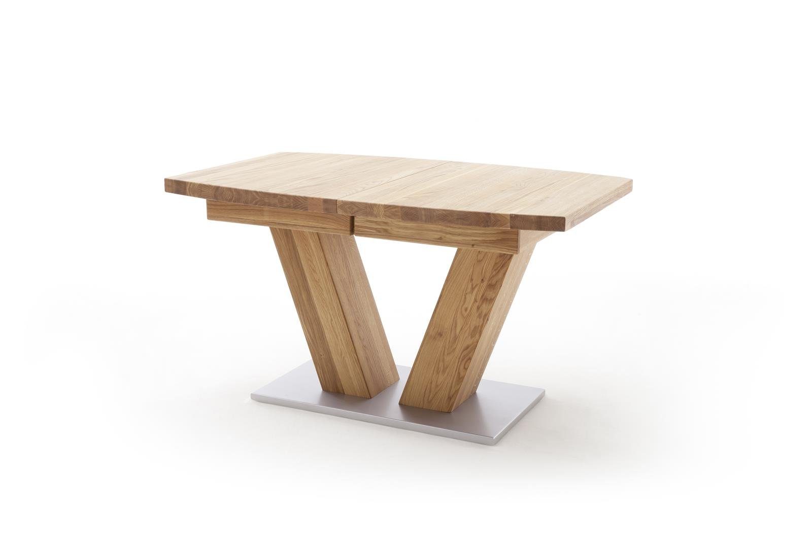 möbelando Esstisch MANAGUA, MENDOZA, Esstisch in Bootsform FSC®-zertifizierten Massivholz Wildeiche geölt mit Synchronauszug 140-180-220 cm mit 2 innenliegenden Einlegeplatten je 40 cm