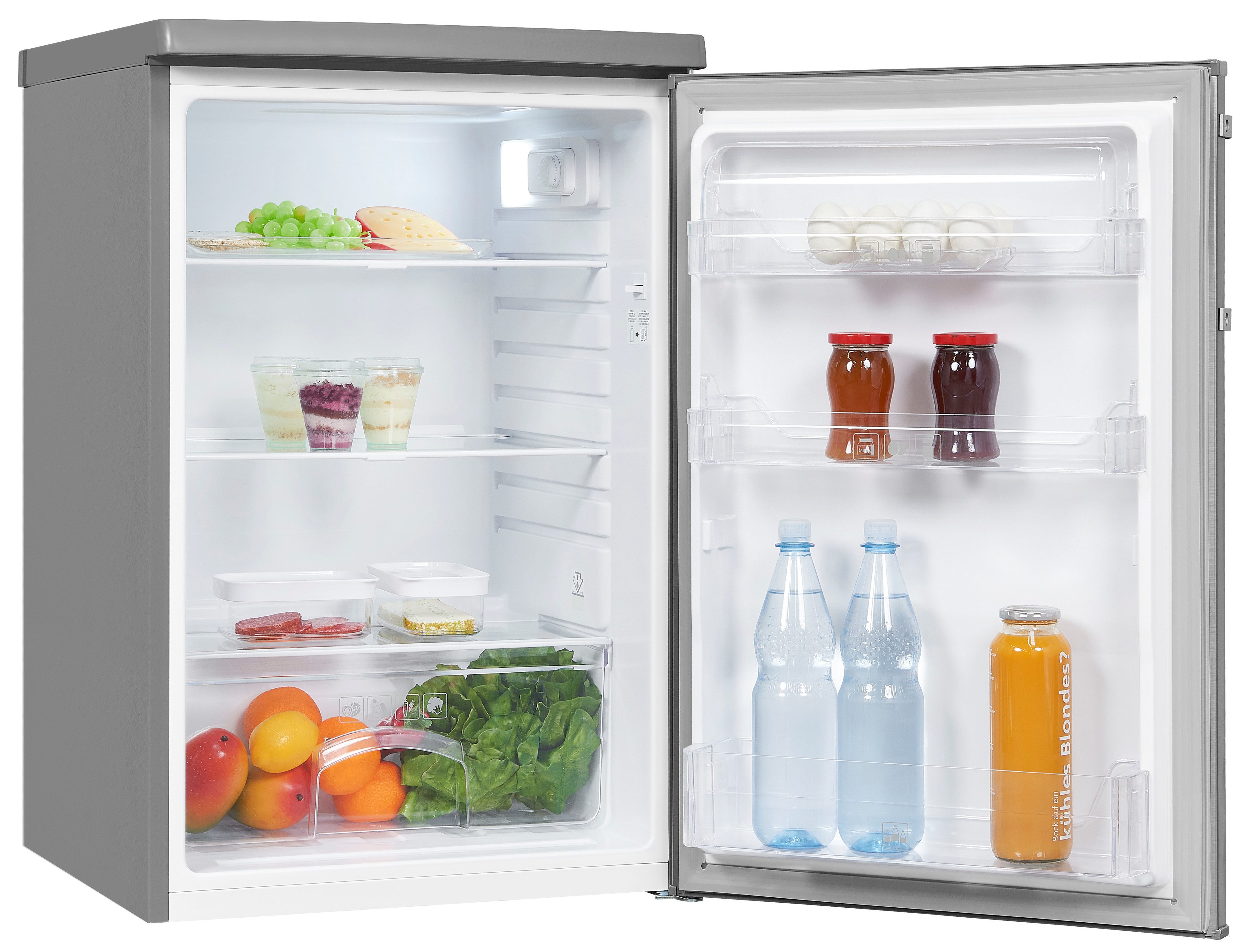 exquisit Kühlschrank KS16-V-H-040E inoxlook, 85,5 cm hoch, 55 cm breit, 127 L Volumen