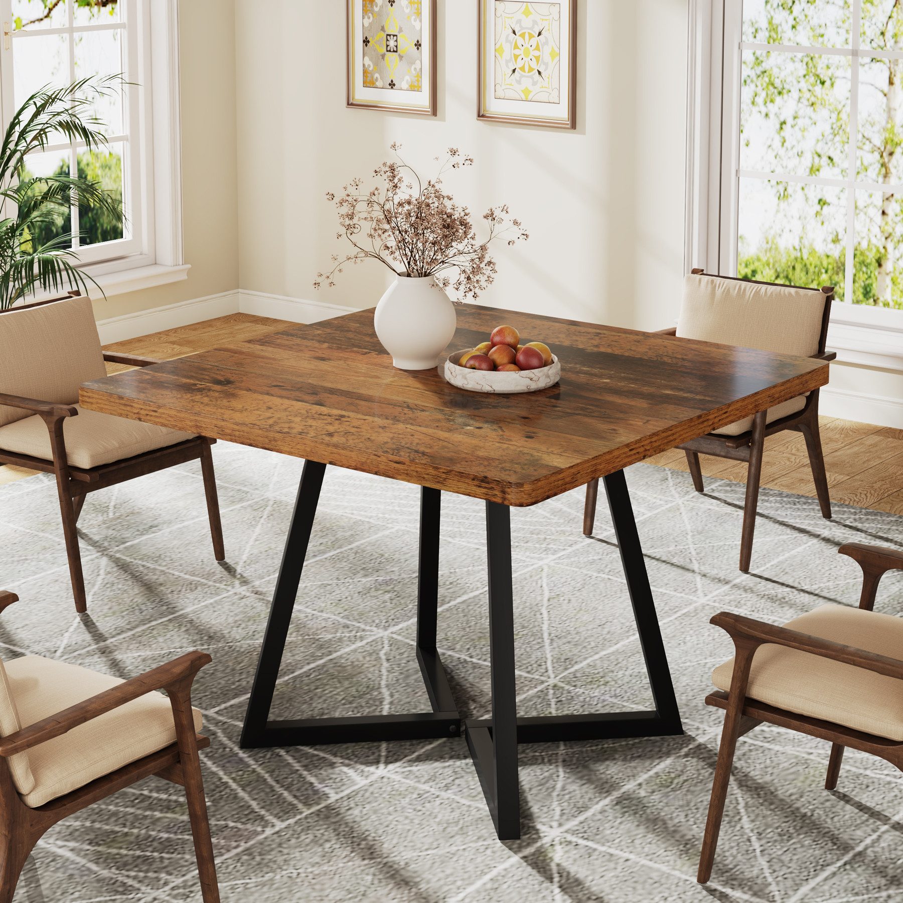 Tribesigns Esstisch 80 cm Quadratischer Küchentisch für 2, mit Metallfuß, für Esszimmer