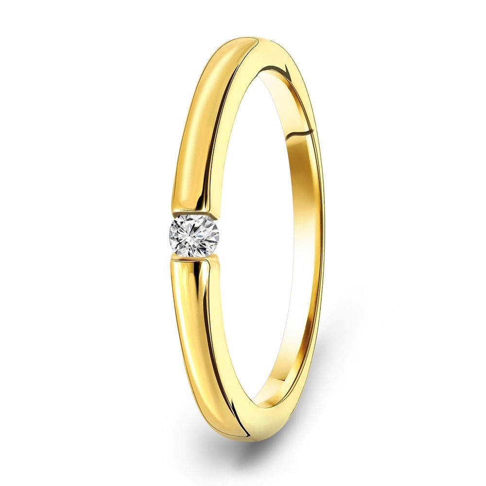 Miore Solitärring MU4006R - für Damen aus 14K (585) Gelbgold mit Diamant 0,05 ct (inkl. Schmuckbox), Breite 2,4 x Höhe 2 mm