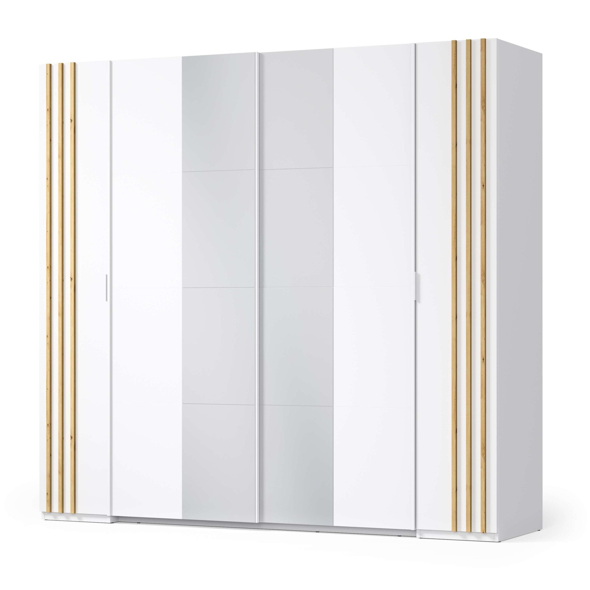 OTTO home Kleiderschrank Kleiderschrank Caleera mit Spiegel, 10 Einlegeböden und Kleiderstange Garderobe mit 2 Schwebetüren und 2 Drehtüren, BxHxT 219,6x207,5x62 cm