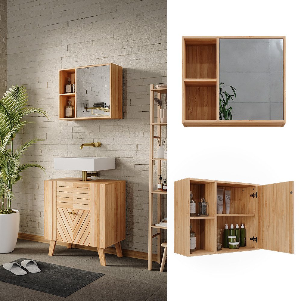 Vicco Badezimmerspiegelschrank Lucie, Bambus, 54 x günstig online kaufen