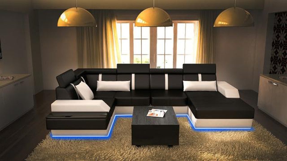 JVmoebel Wohnlandschaft Designer Eckcouch mit USB-Anschluss und hochwertigem Lederbezug, Made in Europa