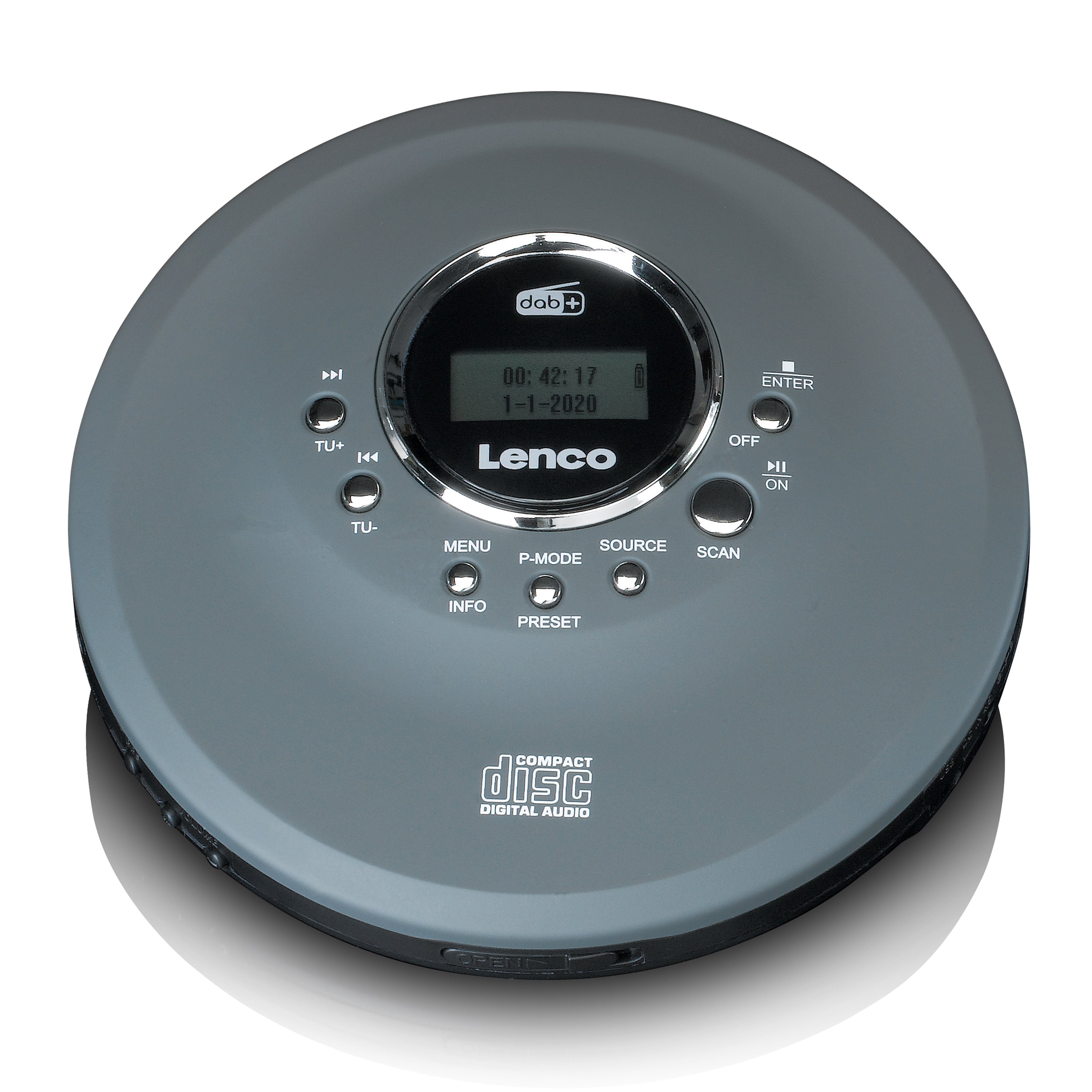 Lenco CD-400GY CD-Player (HD-Auflösung, Tragbarer CD/MP3-Player mit 8 Std Akku, DAB+ & Dynamic Bass Boost)