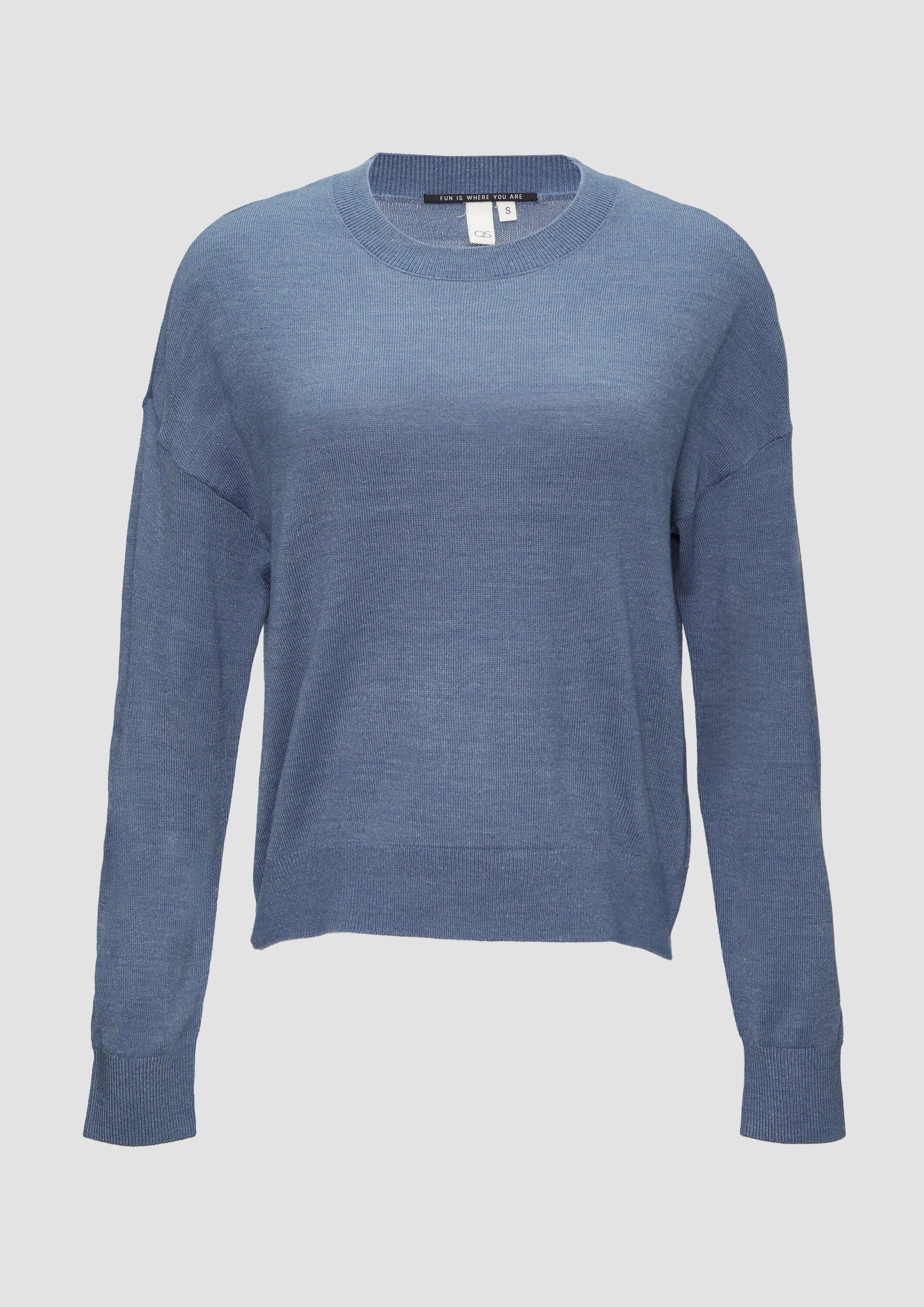 QS Longpullover Strickpullover Verkürzter Strickpullover in Melange-Optik