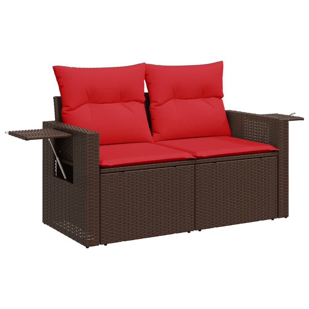 vidaXL Loungesofa Gartensofa mit Kissen 2-Sitzer Braun Poly Rattan, 1 Teile