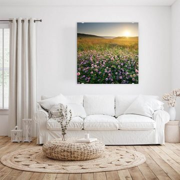 Primedeco Glasbild Wandbild Quadratisch Wiesenlandschaft mit Aufhängung, Natur