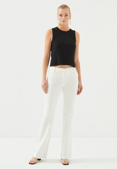 Just Like You Schlaghose Weiße Schlaghose mit hoher Taille und Reißverschlu günstig online kaufen