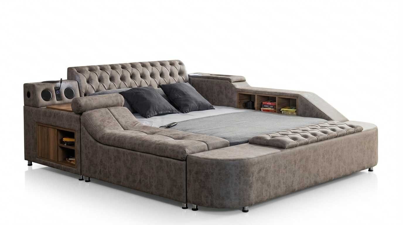 Xlmoebel Multimediabett Luxuriöses Chesterfield Bett mit Stauraum und integrierten, Made in Europa