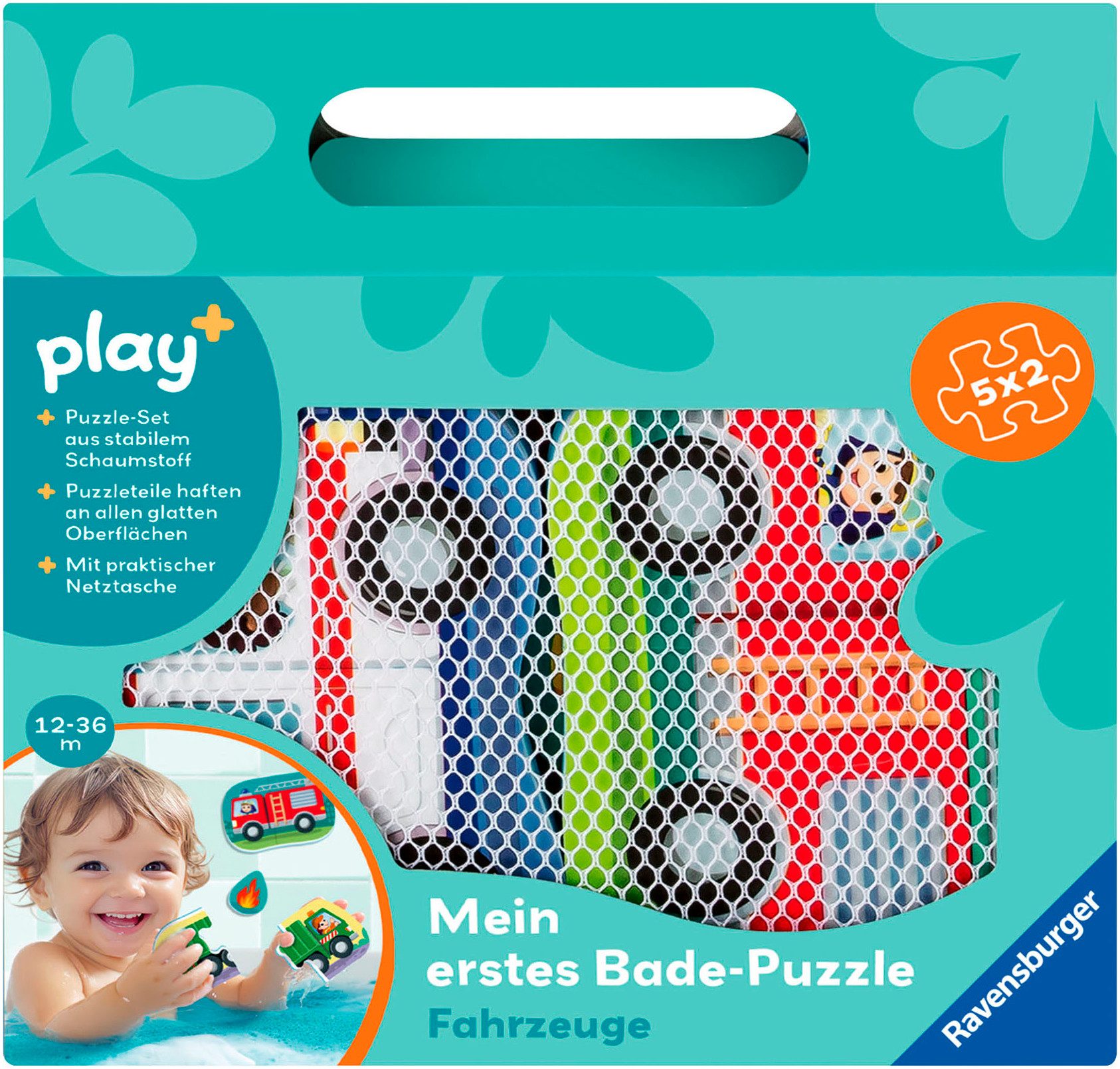 Ravensburger Badespielzeug Play+ Mein erstes Bade-Puzzle: Fahrzeuge