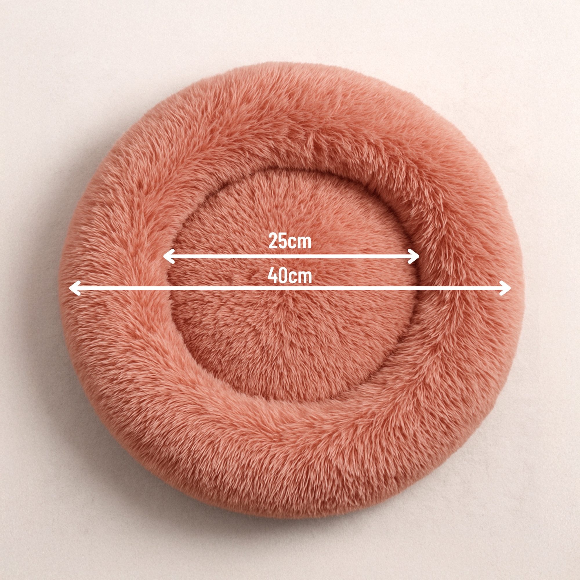 belviona Tierbett in Donut-Form mit ergonomischen Rand, 40 cm Durchmesser, altrosa, Polyester, Schlafen wie auf Wolken, mit weicher Füllung, Anti-Rutsch – Bild 4 von 4
