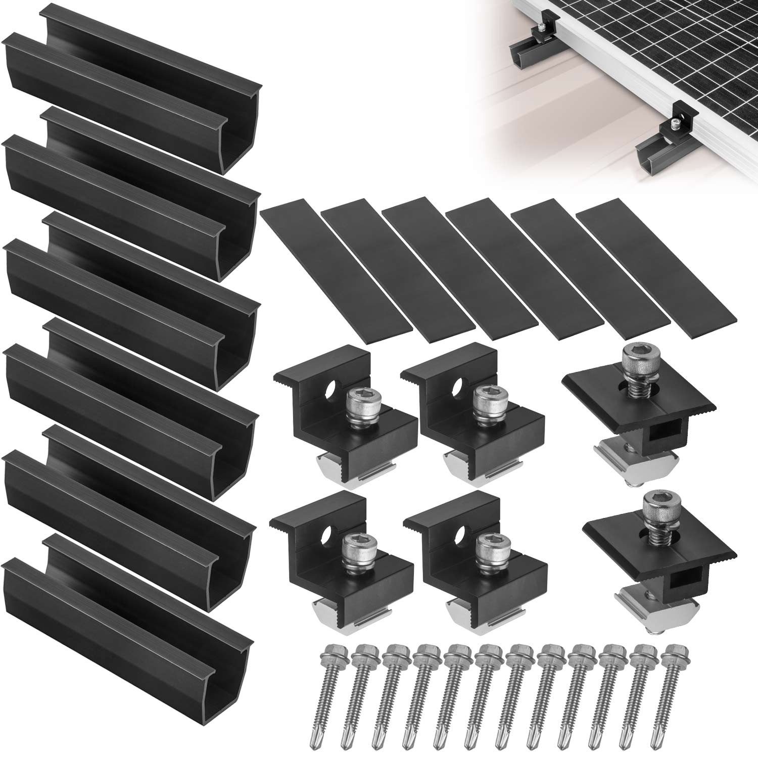 Solarmodul-Halterung Halterung Montageset Solar Befestigung Dach Schiene PV Halter