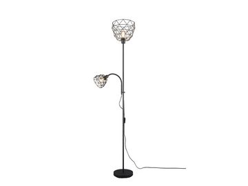 meineWunschleuchte LED Stehlampe, Dimmfunktion, LED wechselbar, Warmweiß, große Designer Steh Gitter-Lampe mit Leselampe Schwarz für Ecke 180cm