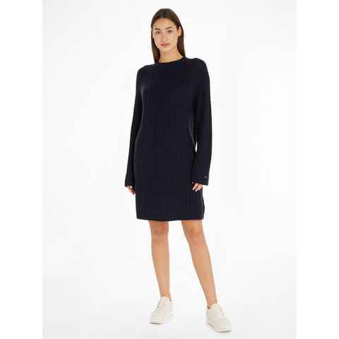 Tommy Hilfiger Strickkleid SOFT WOOL AO CABLE C-NK DRESS aus weichem Zopfstrick