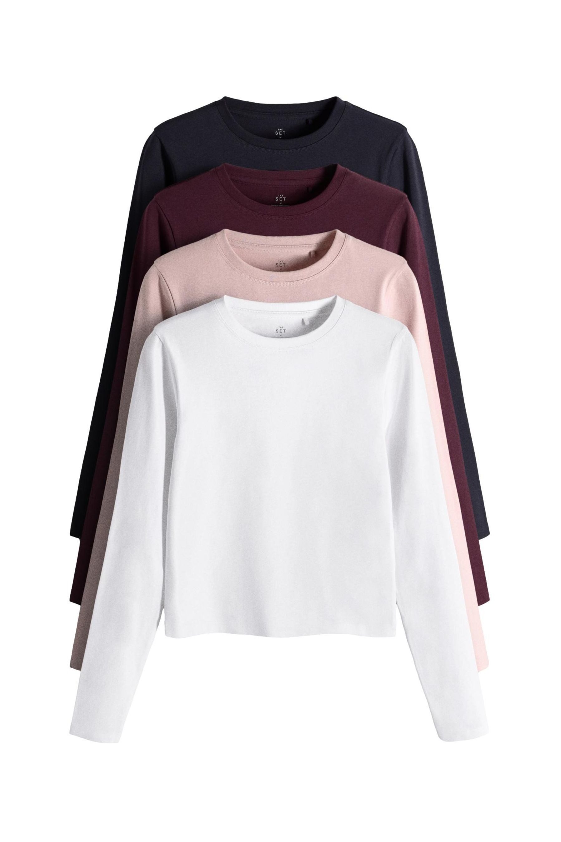 The Set T-Shirt The Set Cropped Fit Langarmshirts, 4-Pack (4-tlg)