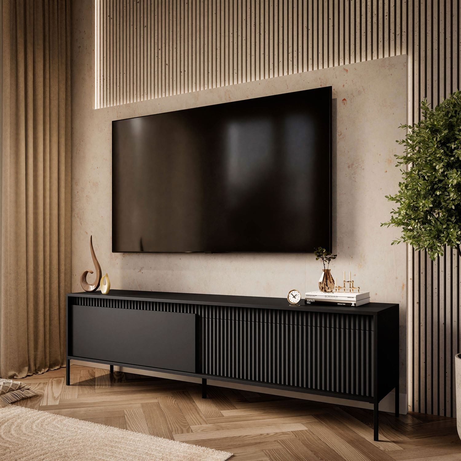 Lookway TV-Schrank YASUMI 187 cm TV Lowboard mit 2 Türen (1x TV-Schrank) Br günstig online kaufen