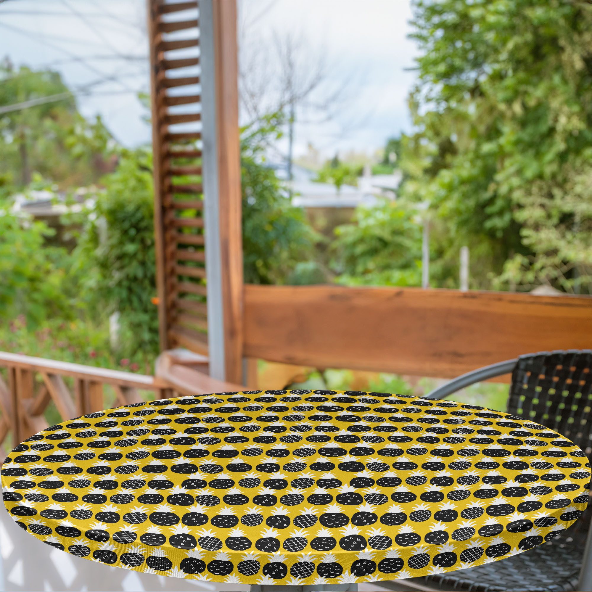 Abakuhaus Tischdecke Rundum-elastische Stofftischdecke, Ananas Exotische Früchte Hipster