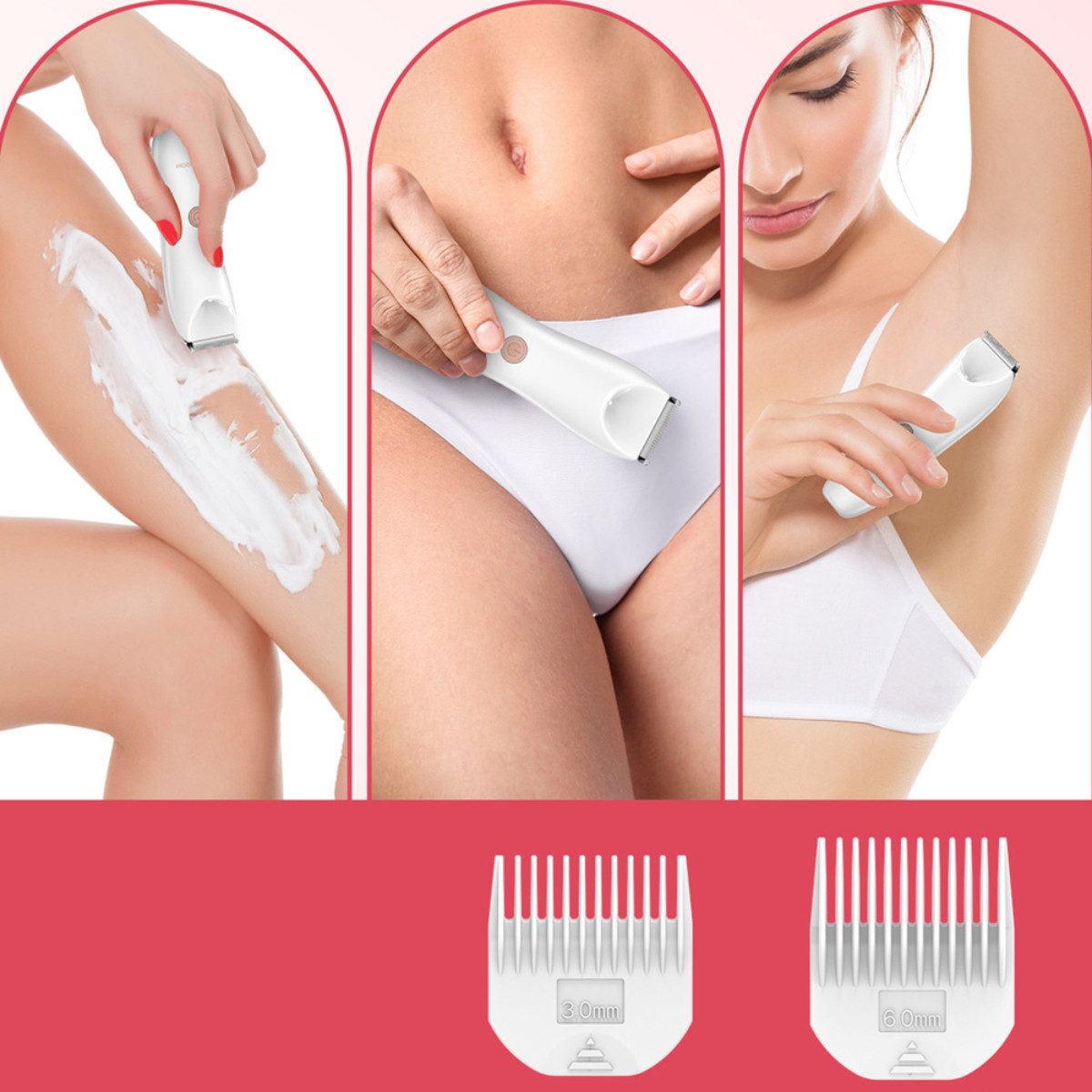 MAXGROOM Multifunktionstrimmer M-9082, Damen Trimmer Set, IPX7 Damen-Trimmer mit LED-Licht und Keramikklingen