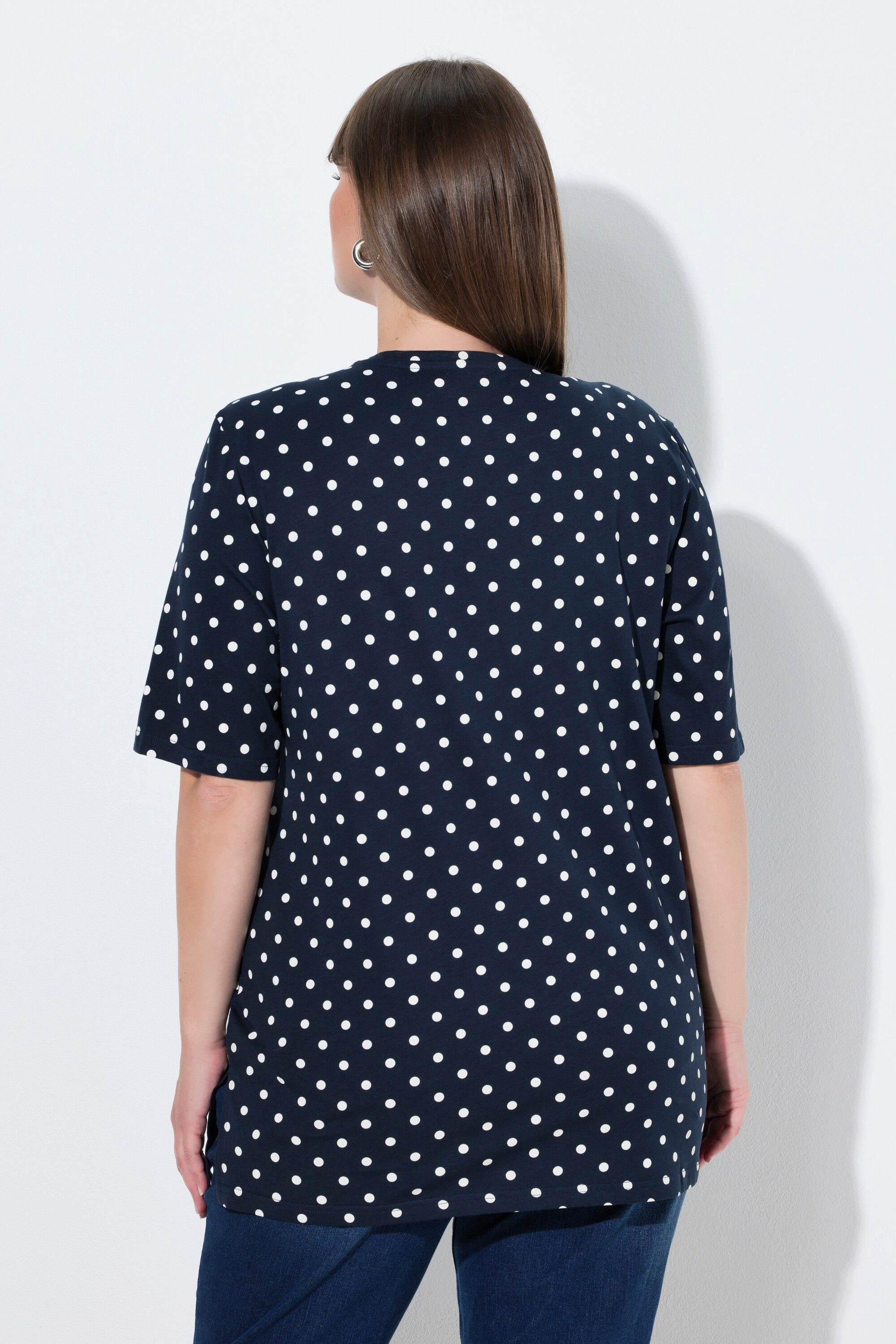 Ulla Popken T-Shirt T-Shirt Punkte Relaxed Rundhals Halbarm