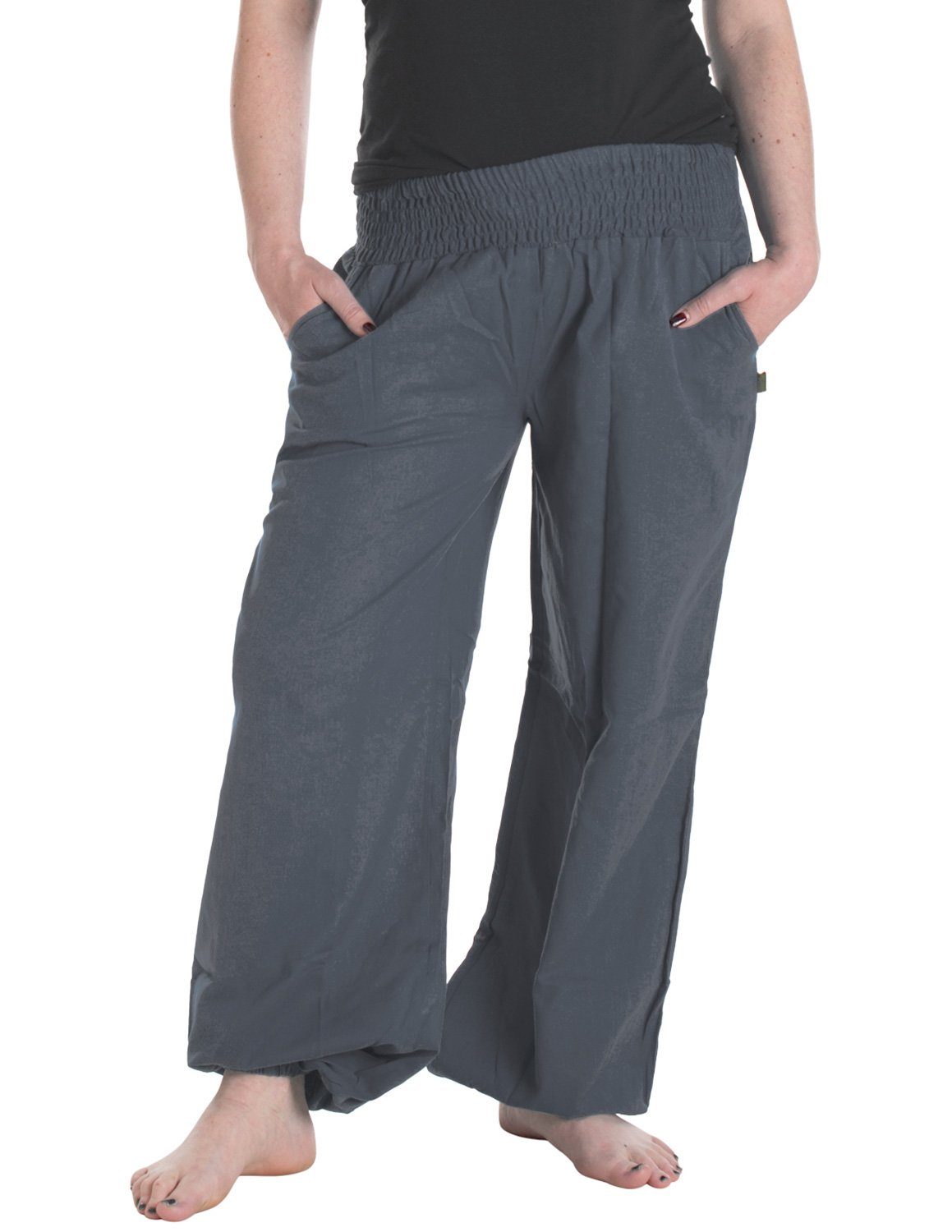 Vishes Haremshose Lange Sommerhose Schlupfhose Einheitsgröße Hippie, Baggyhose, Yogahose grau