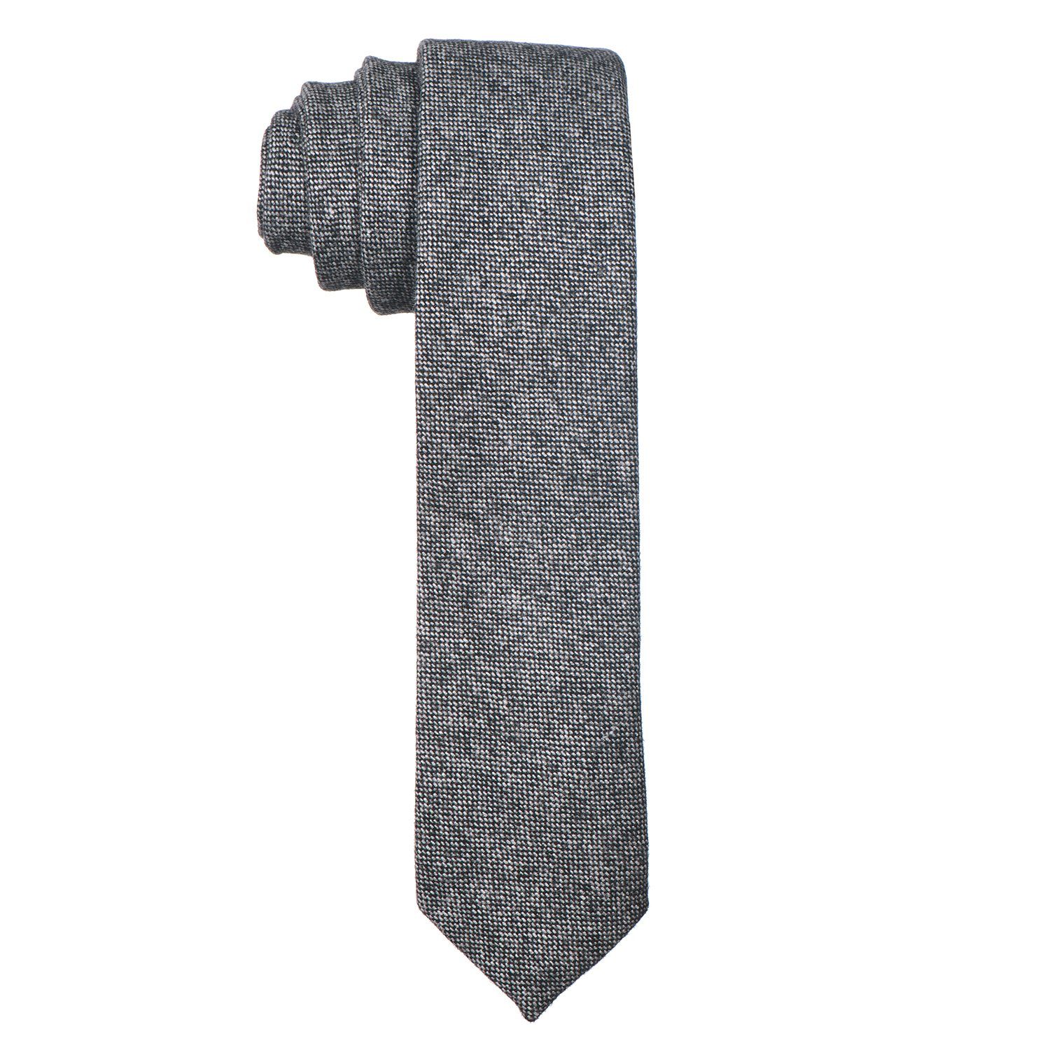 DonDon Krawatte Herren Krawatte und Krawatte) 1-St., für Büro Muster, oder Baumwolle, festliche verschiedene Veranstaltungen kariert 1x cm schwarz-grau einfarbig 6 gepunkt (Packung