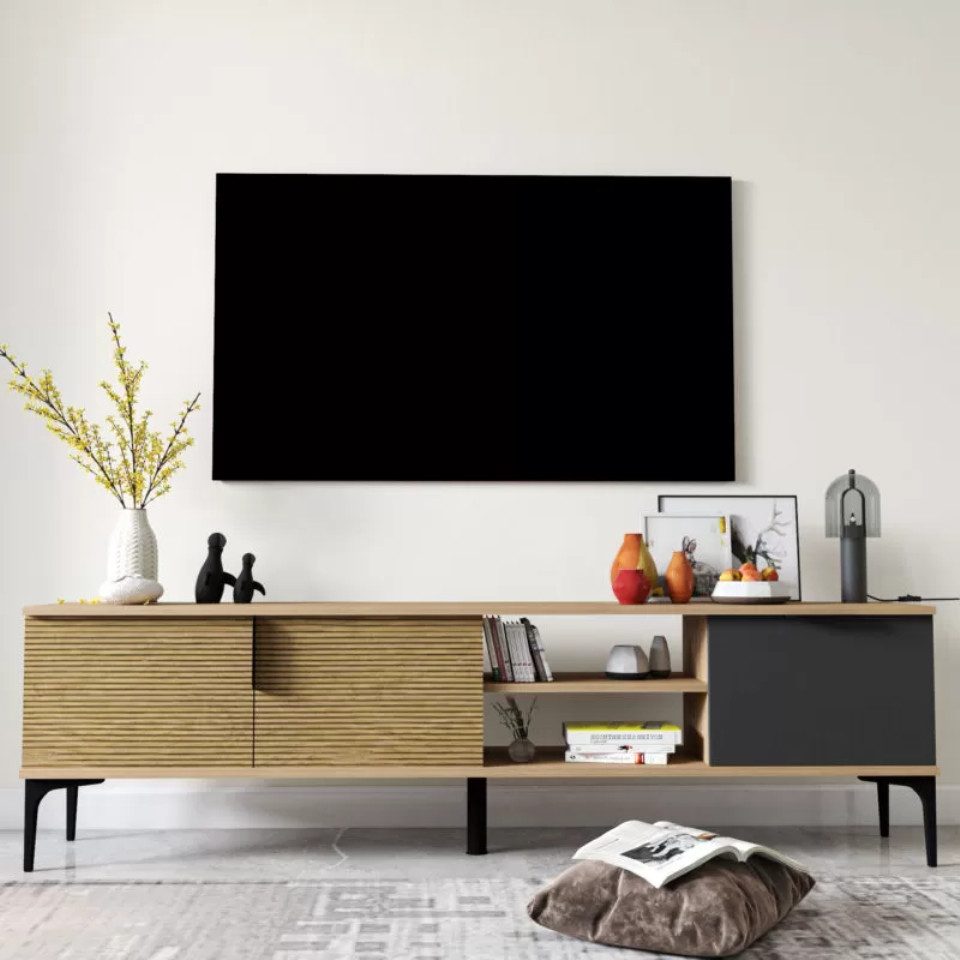 Lowboard Modernes Design TV-Schrank in Braun-Grau für das Wohnzimmer