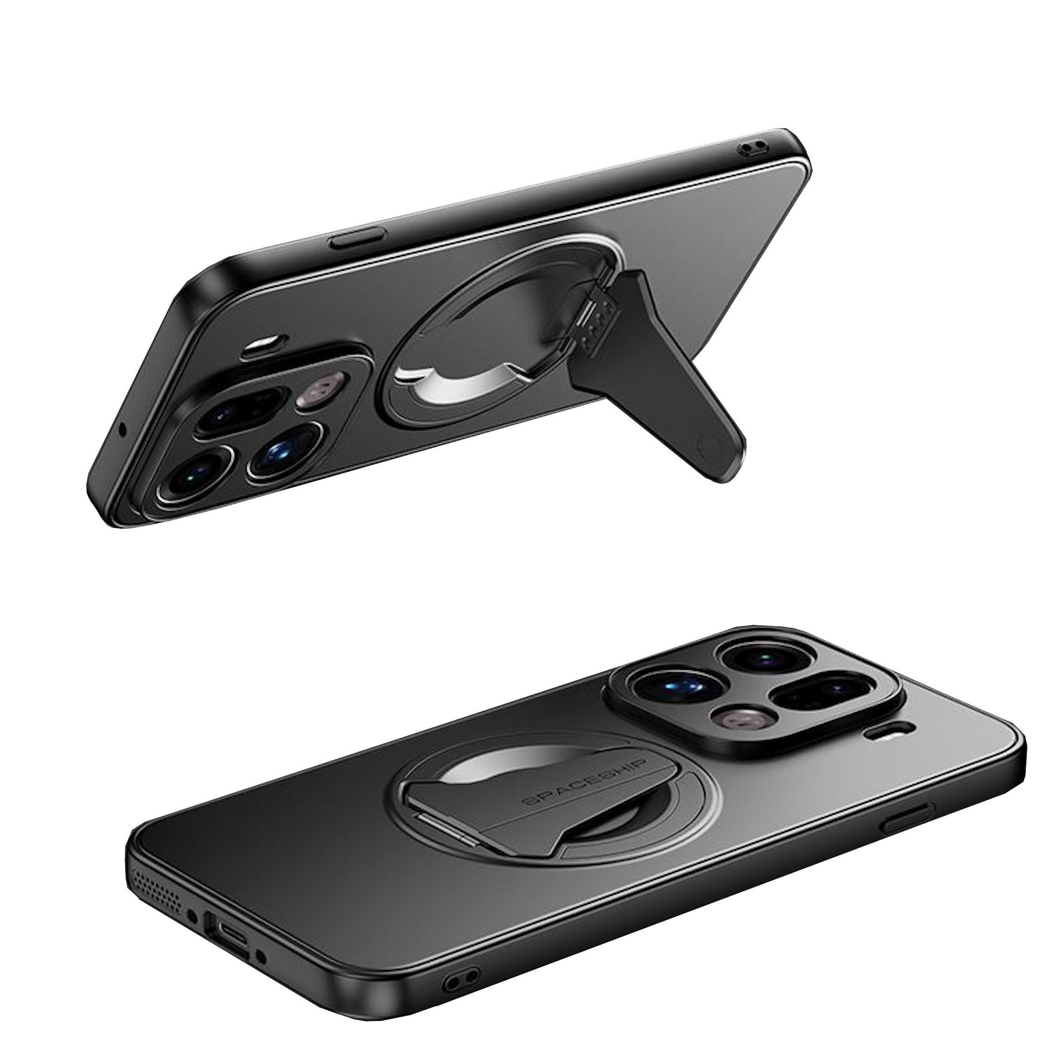 Handyhülle Für Oppo Find X9 Pro Kunststoff MagSafe Folding Halter Hülle Schwarz
