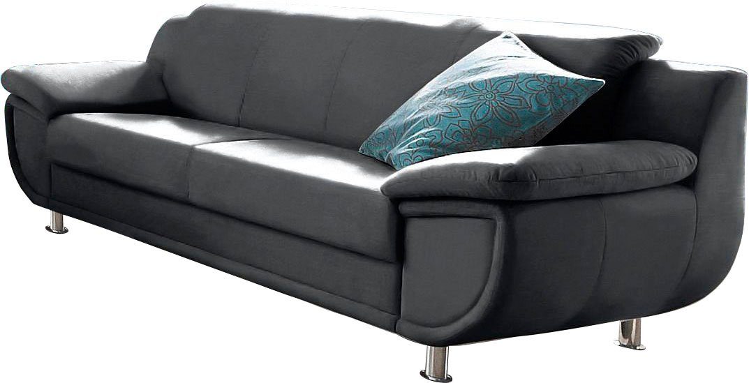 TRENDMANUFAKTUR 3-Sitzer Rondo 207 cm, 3-Sitzer, komfortabel, Federkern optional, Chromfüße, wahlweise mit Federkern, pflegeleichte Bezügen, Unser Dauertiefprei – Bild 4 von 5