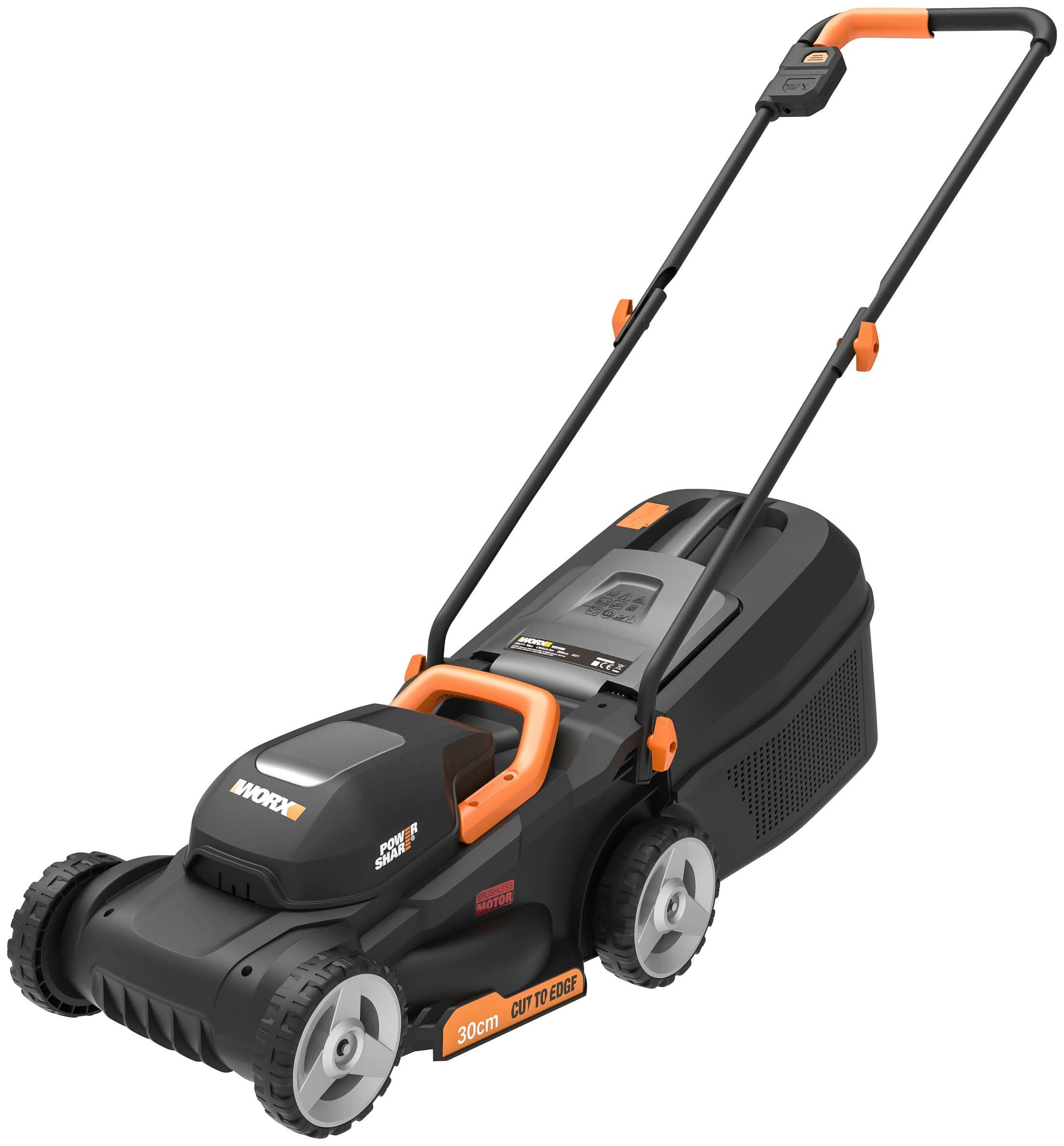 Worx Akkurasenmäher WG730E, 30 cm Schnittbreite, (Set), 20V/4Ah, 200m², 30cm/30-70mm, 30 Liter, bürstenlos