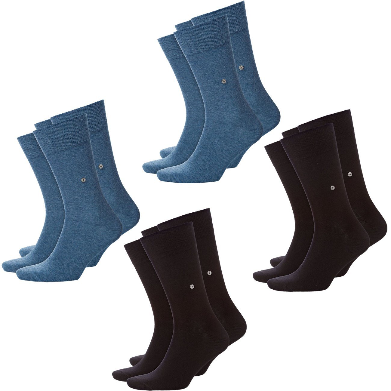 Burlington Langsocken Everyday 8er Pack (8-Paar) mit Burlington-Clip 4 Paar Black (3000) & 4 Paar Light Denim (6660) | Socken